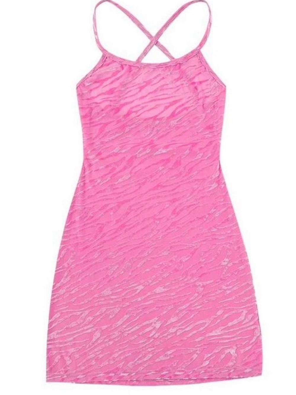 S/M Fashion Brand Company Pink Zebra Mesh Mini Dress w/ neck sash